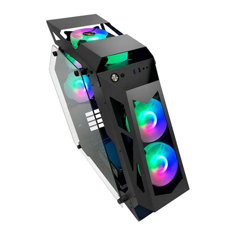 Gabinete Gamer Pixxo Gs Preto Rgb C Fans Lateral Vidro Htlk S A