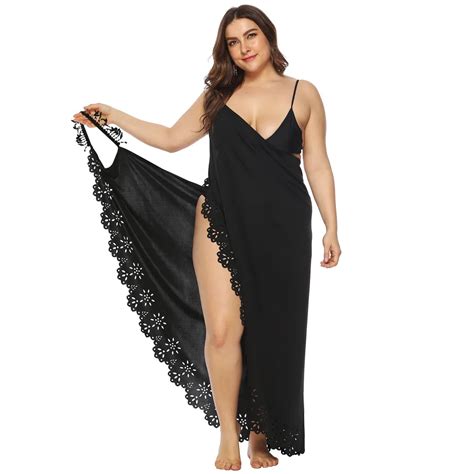 Sexy Lange Strand Jurk Bikini Cover Ups Tuniek Plus Size Vrouwen Solid