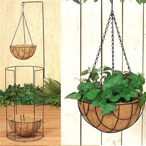 Black Wire Hanging Basket With Coco 14