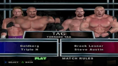 Tornado Tag Team Match Stone Cold Brock Lesnar Vs Triple H Gold