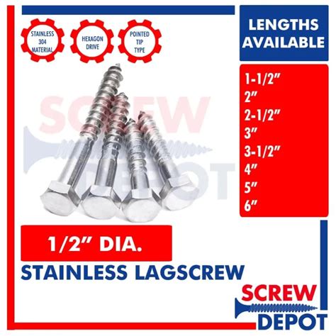 Hot 10pcs 12 Stainless Lagscrew Or Lag Screw Expansion Anchor Bolt