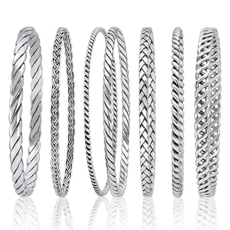 Women Silver Bangles- Solid 925 Sterling Silver - VY Jewelry