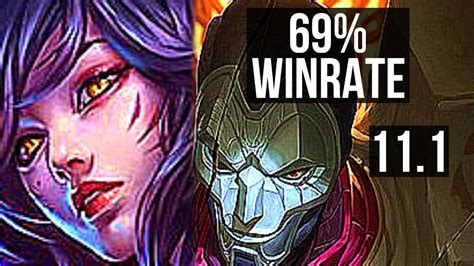 AHRI Vs JHIN MID Rank 2 Ahri 69 Winrate 11 3 16 Dominating