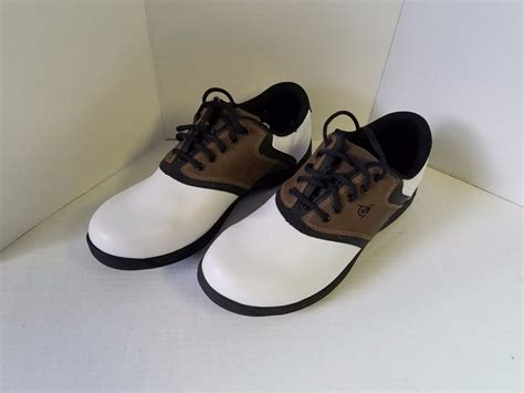 Dunlop Mens Golf Shoe Size 95 White Brown Leather Saddle Style Soft