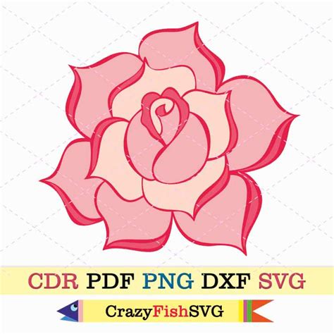 Rose Svg Clipart Png Vector Cut File Silhouette Botanical Etsy