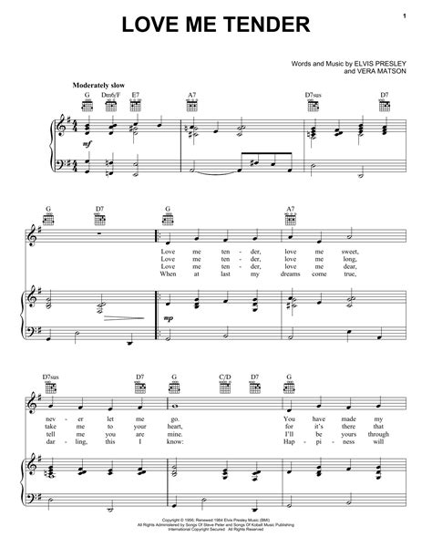 Elvis Presley Love Me Tender Sheet Music Download Printable Pdf