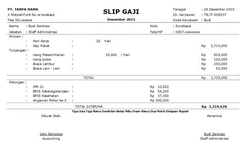 Aplikasi Slip Gaji Karyawan Excel - IMAGESEE