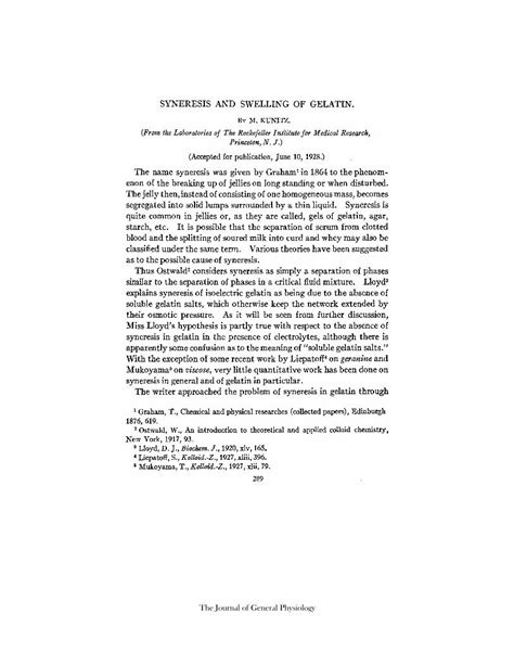 (PDF) SYNERESIS AND SWELLING OF GELATIN. BY M. …...SYNERESIS AND ...