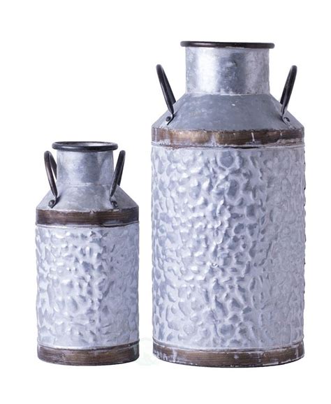 Vintiquewise Rustic Farmhouse Style Galvanized Metal Milk Can Decoration Planter And Vase Set