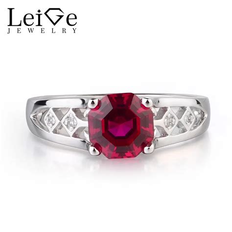 Leige Jewelry Lab Created Ruby Solid 925 Sterling Silver July