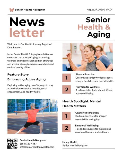 Best Health Newsletter For Seniors Template Venngage