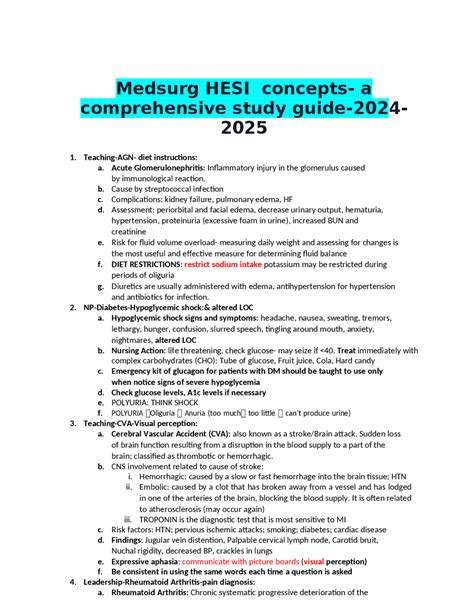 Medsurg HESI Concepts A Comprehensive Study Guide 2024 2025 Docx