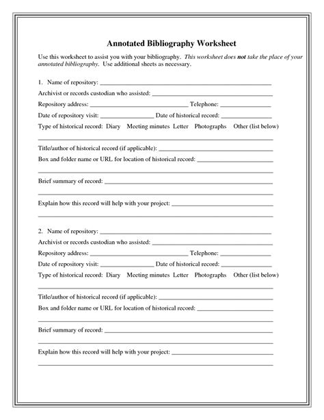 14 Bibliography Practice Worksheet