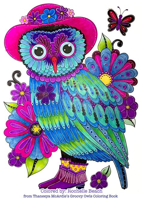 Fancy Owl Coloring Page From Thaneeya Mcardles Groovy Owls Coloring