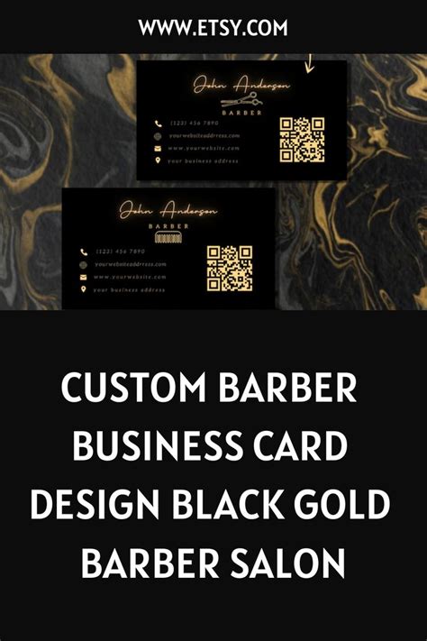 Custom Barber Business Card Design Black Gold Barber Salon Business