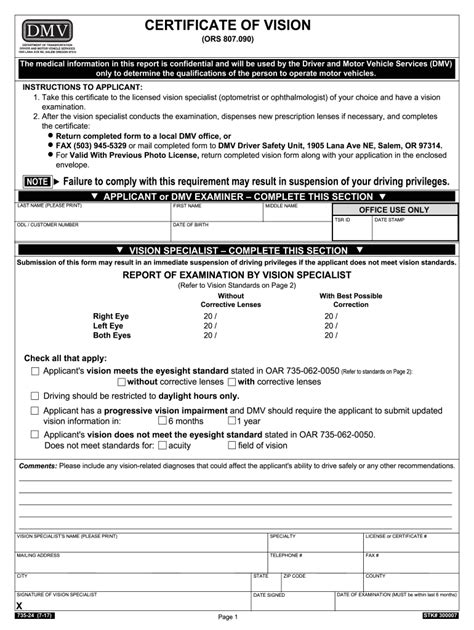 Oregon Dmv Vision 2017 2025 Form Fill Out And Sign Printable Pdf