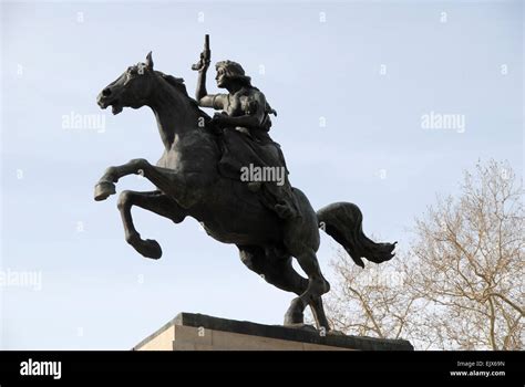 Equestrian statue of Anita Garibaldi, Brazilian wife of Giuseppe Garibaldi. Janiculum Hill, Rome ...