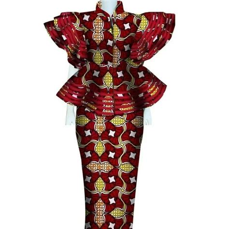 Bintarealwax Womens African Dresses Dashiki Womens Skirt Sets Zipper