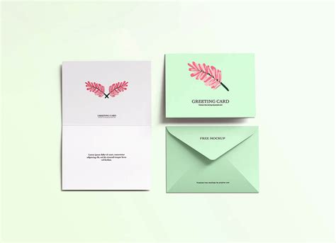 Bi Fold Greeting Card With Envelope Mockup Free Psd Templates