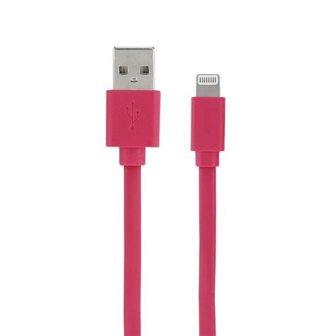 Câble MFI USB A plat pour iPhone iPad 1 m framboise