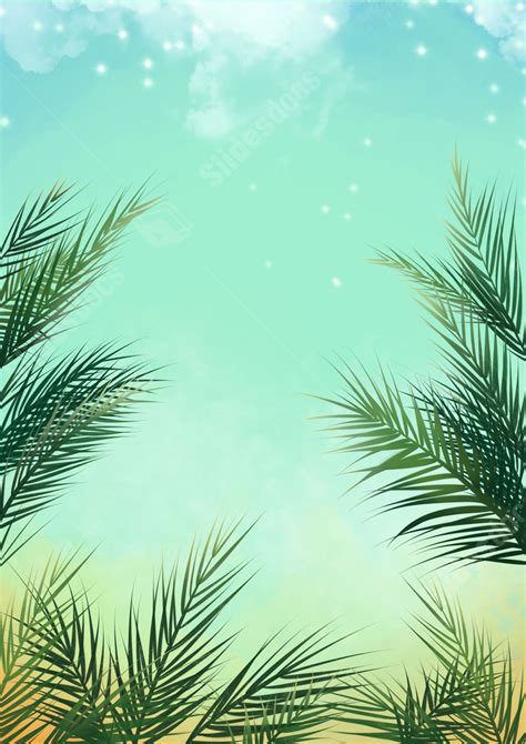 Summer Tropical Plant Palm Tree Page Border And Printable Background in ...