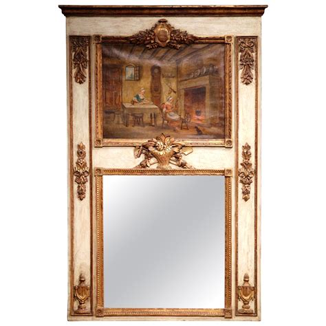 Th Century French Louis Xvi Carved Painted And Gilt Wall Trumeau