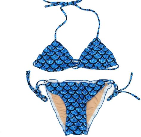 Joycaling Bikini Set F R Damen Zweiteilig Fischdruck Neckholder