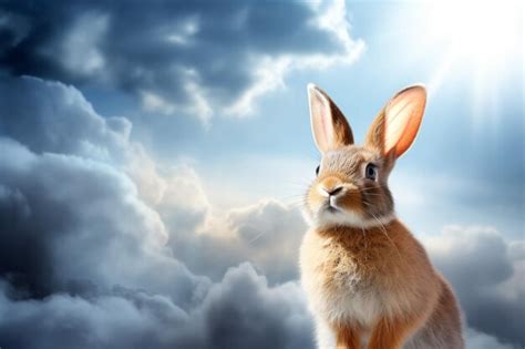 Premium Photo | Adorable Bunny in Cloudy Easter Sky