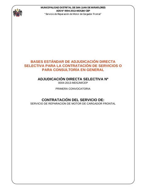 Pdf Bases Est Ndar De Adjudicaci N Directa Selectiva Adjudicaci N