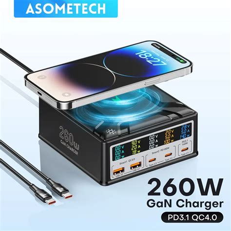 Asome Tech 260w Gan Ladeger T Digital Anzeige Desktop USB Typ C Ladeger