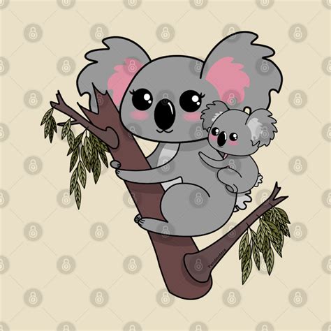 Kawaii Koalas Mother And Baby Koalas T Shirt TeePublic