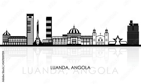 Silhouette Skyline Panorama Of City Of Luanda Angola Vector