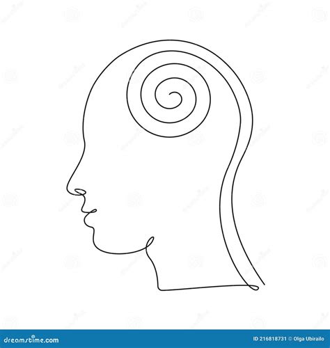 Concept of Clean Mind. Human Head with Calm Thoughts in One Line Art ...