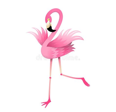 Flamingo Bird Pink and Colorful Cartoon for Kids Stock Vector ...