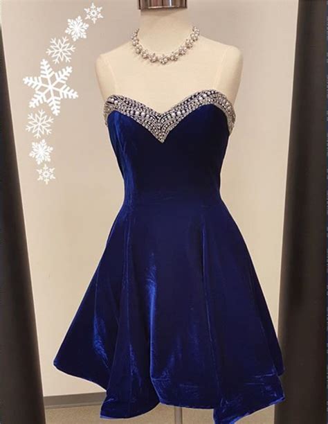 Simple A Line Short Royal Blue Velvet Prom Dress Homecoming Dress On Luulla