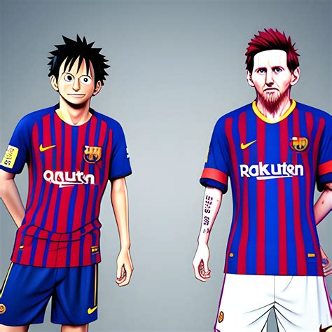 Luffy Y Messi Con La Camiseta Del Barcelona 3d Arthub Ai