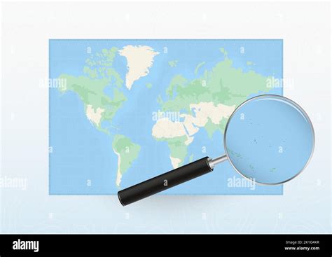 Map Of The World With A Magnifying Glass Aimed At Kiribati Searching