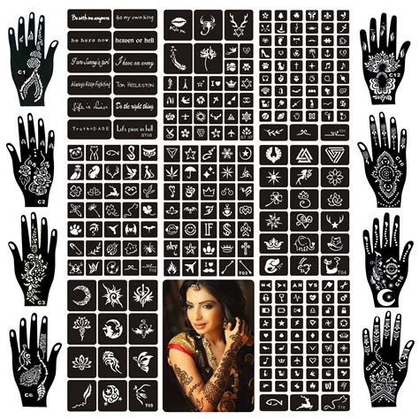 Mua 24 Sheets Henna Tattoo Stencil Kit 270 Pcs Henna Stencils Reusable