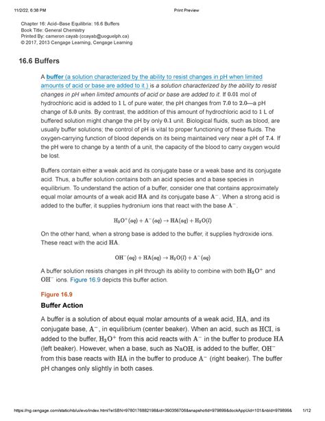 Cengage Chem 16 Chem Chapter 16 Chapter 16 Acidbase Equilibria 16 Buffers Book Title