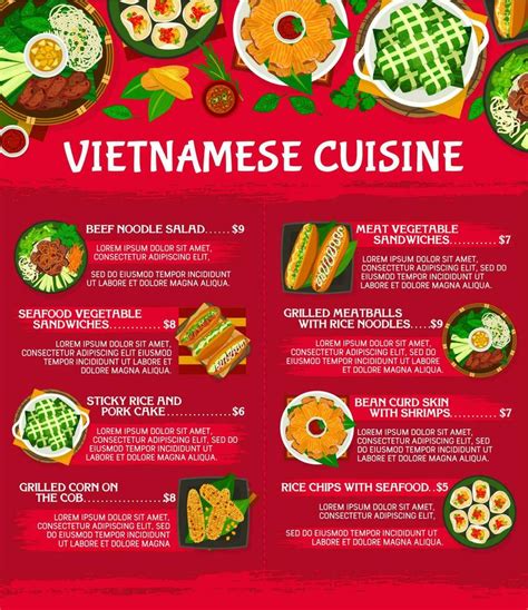 Vietnamese cuisine restaurant meals menu template 23504256 Vector Art ...