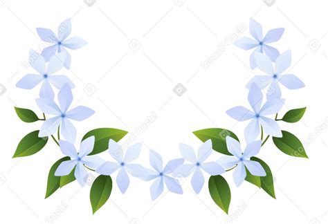 半円状に配置された葉を持つ白いジャスミンの花 Png、svg