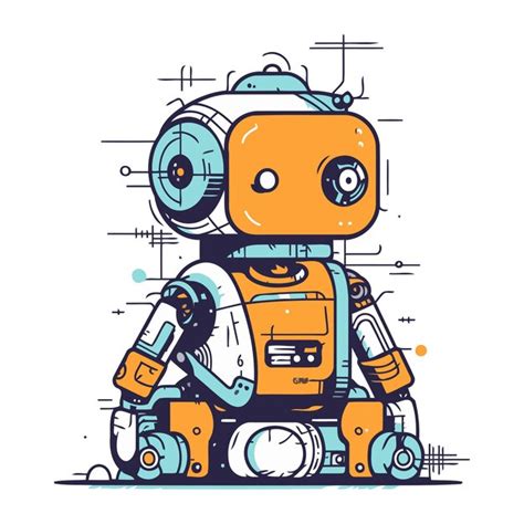 Robot Personaje De Dibujos Animados Lindo Ilustraci N Vectorial Aislada