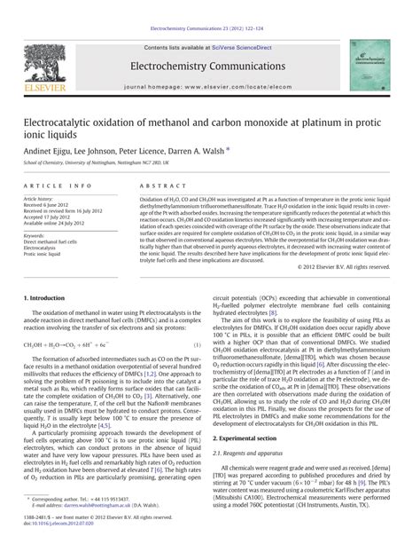 Pdf Electrocatalytic Oxidation Of Methanol And Carbon Monoxide At