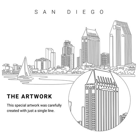 San Diego Skyline Vector Art - Digital Download - EverLineArt