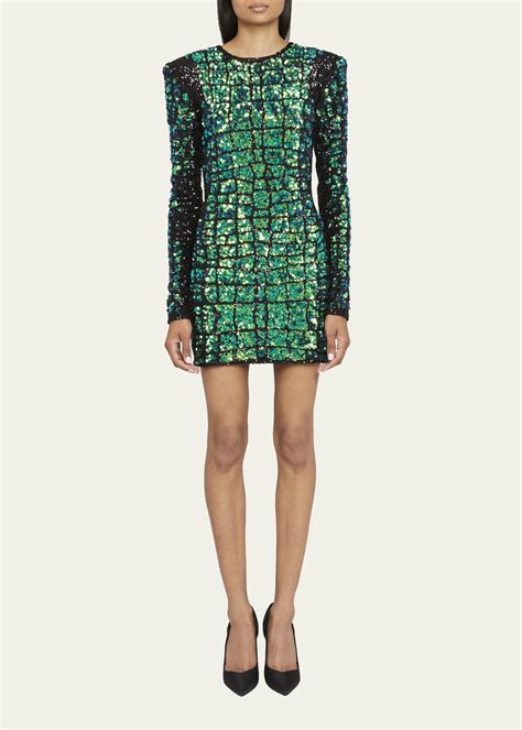 Balmain Sequin Embroidered Mini Dress Bergdorf Goodman