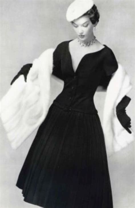 Lofficiel French Magazine Advertisement 1954 Christian Dior Black Cocktail Dress Haute Couture