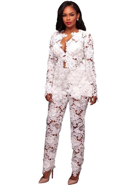 Lace Jacket And Pants Womens Suit Lace Suit White Lace Pants Suits