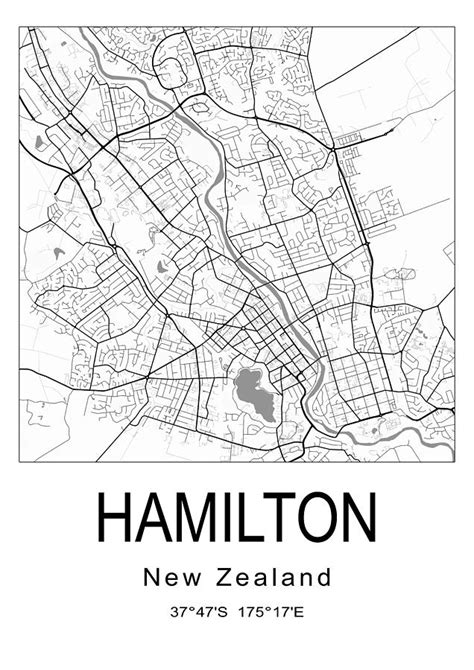 Hamilton New Zealand City Map 001 Digital Art By Dandi Studio Fine