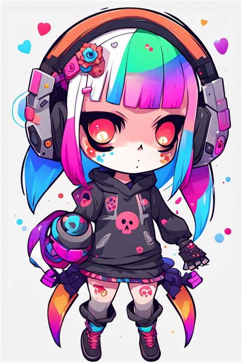 Colorful Cute Skull Anime Girl Gaming Character by vpower87 on DeviantArt