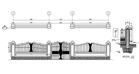 House Main Gate Blueprint Design With DWG File Cadbull